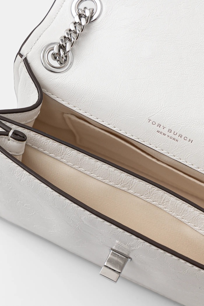 Kožená kabelka Tory Burch Kira Turnlock 176642.100 bílá