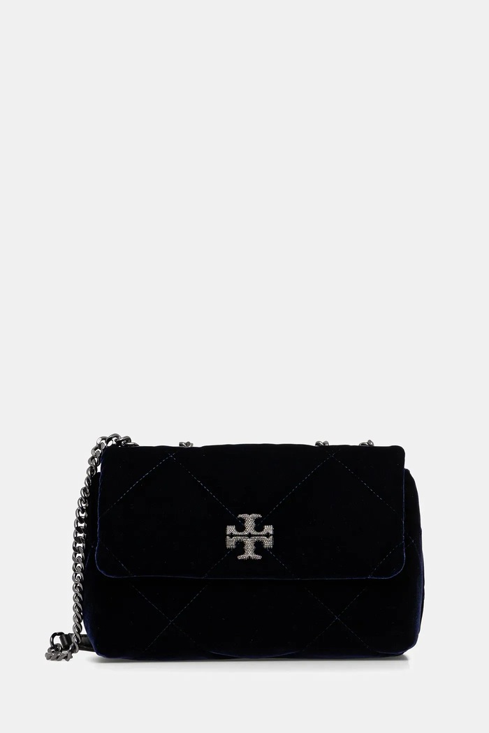 Kabelka Tory Burch Kira Diamond jednofarebný tmavomodrá 177517.430