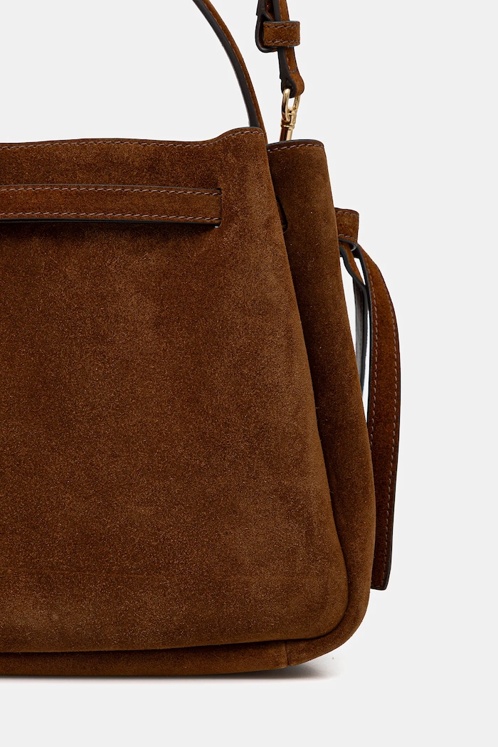 Tory Burch geantă de mână din piele întoarsă Romy Suede maro 174221.200