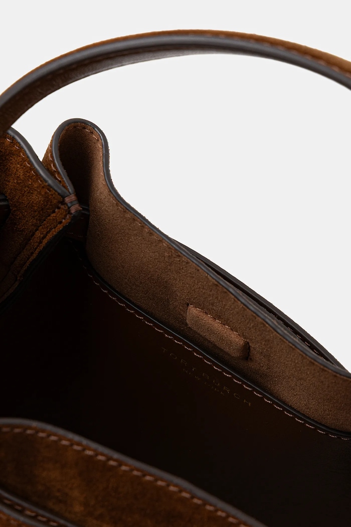 Tory Burch geantă de mână din piele întoarsă Romy Suede 174221.200 maro