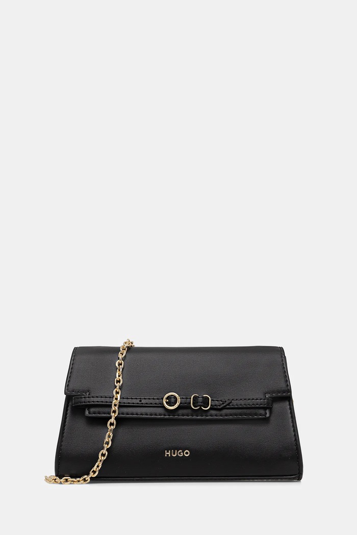 Τσάντα HUGO Syndra_Clutch απομίμηση λείου δέρματος μαύρο 50557919