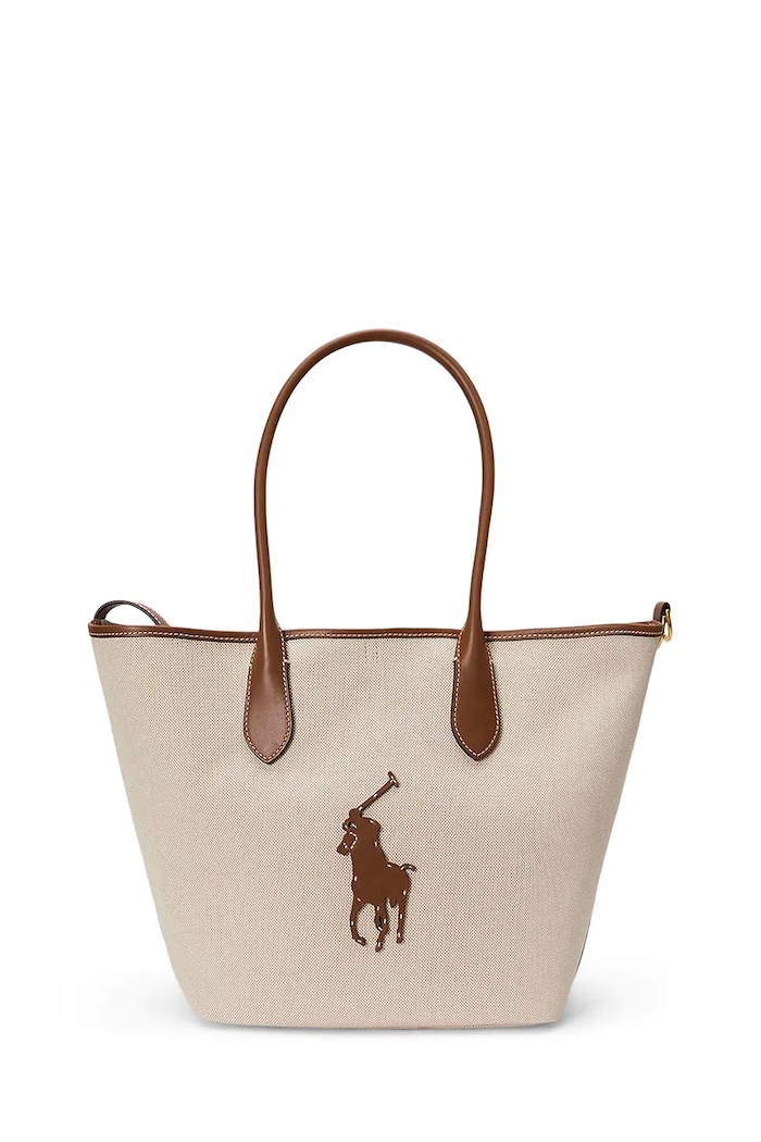 Τσάντα Polo Ralph Lauren λείο δέρμα μπεζ 428P05483