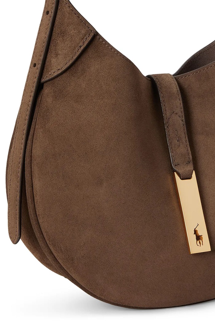 Torebka damska zamszowa Polo Ralph Lauren 428944015 brązowy