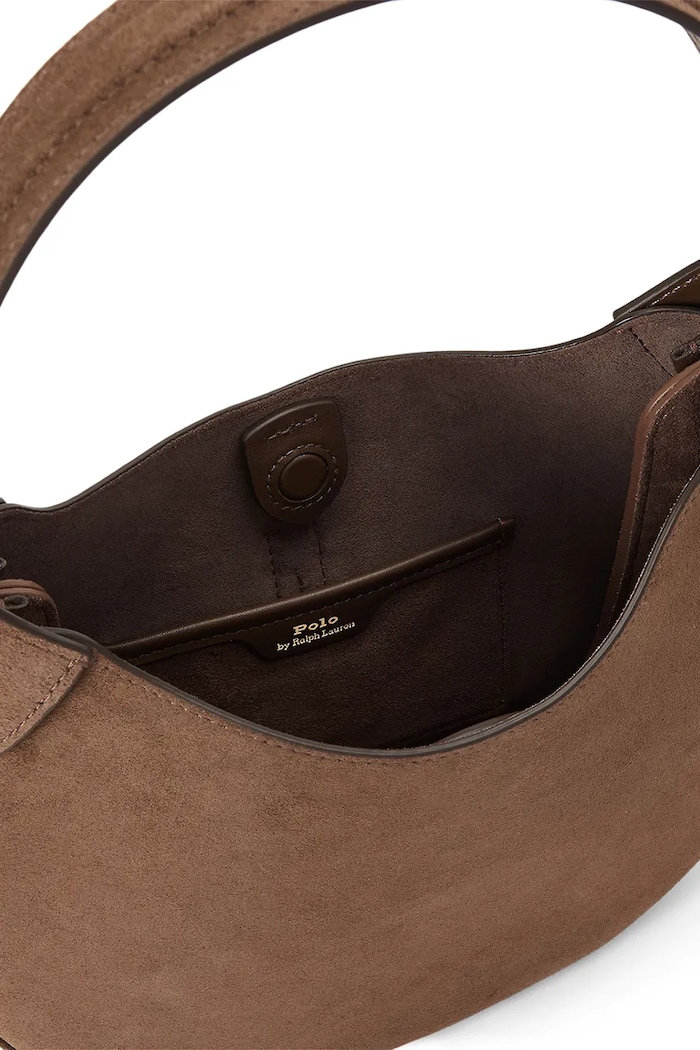 Torebka damska zamszowa Polo Ralph Lauren brązowy 428944015