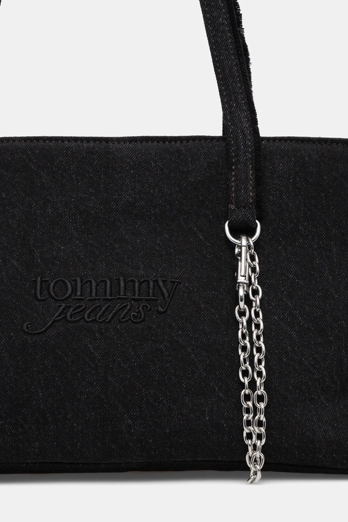 Памучна чанта Tommy Jeans черен AW0AW18268