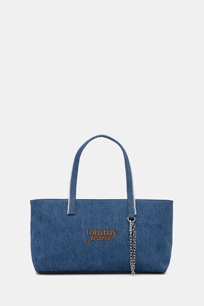Džínová taška Tommy Jeans hladký modrá AW0AW18576