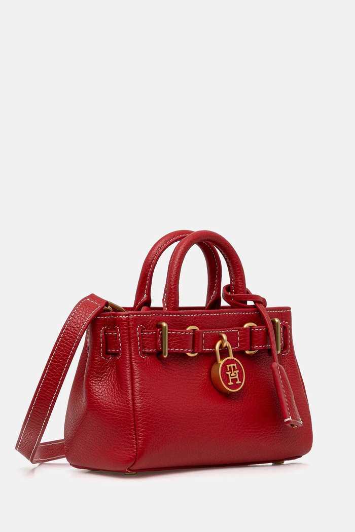 Δερμάτινη τσάντα Tommy Hilfiger AW0AW18167 κόκκινο SS26