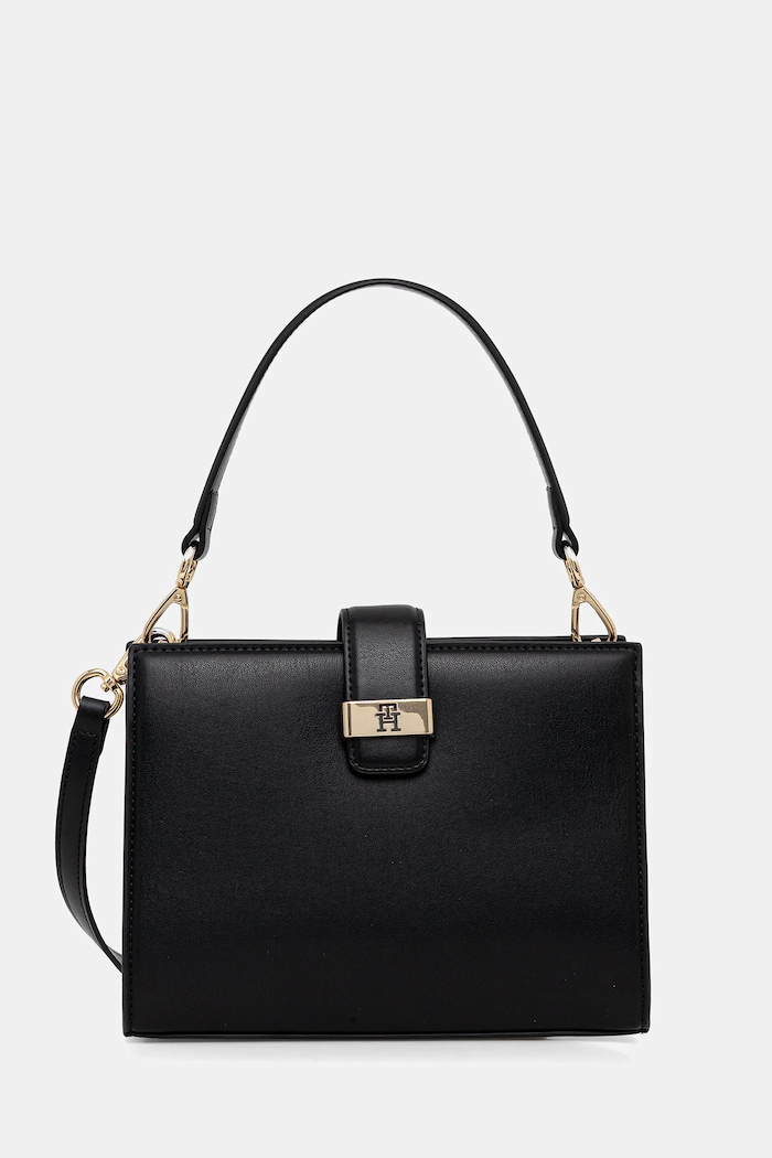 Kabelka Tommy Hilfiger jednofarebný čierna AW0AW18286