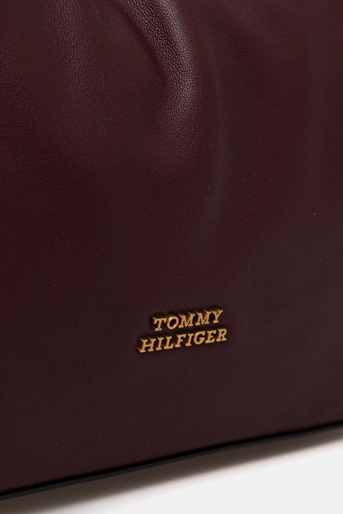 Accesorii Tommy Hilfiger poșetă de piele AW0AW18307 burgundia
