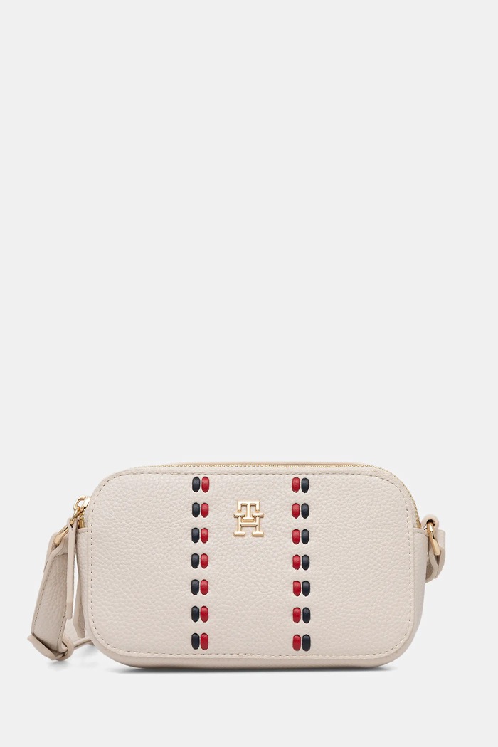 Τσάντα Tommy Hilfiger απομίμηση λείου δέρματος μπεζ AW0AW18153