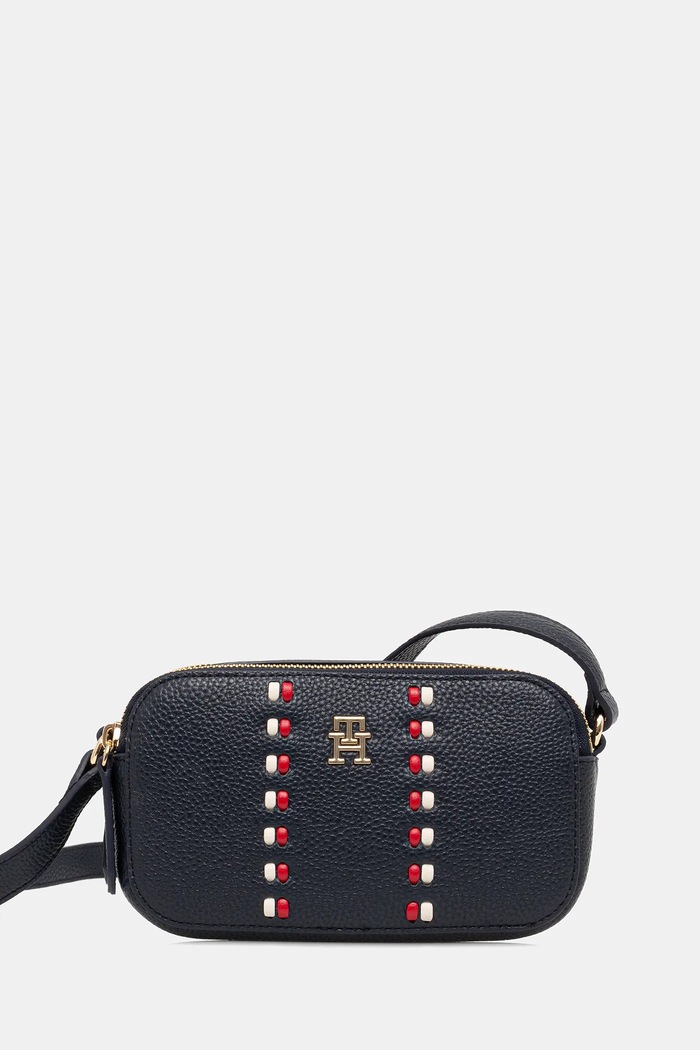 Τσάντα Tommy Hilfiger απομίμηση λείου δέρματος σκούρο μπλε AW0AW18153