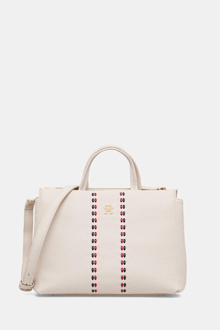 Τσάντα Tommy Hilfiger απομίμηση λείου δέρματος μπεζ AW0AW18155