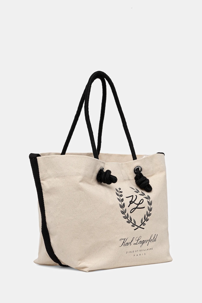 Karl Lagerfeld tote bag pentru femei din bumbac K/HOTEL B1W46065 bej SS26