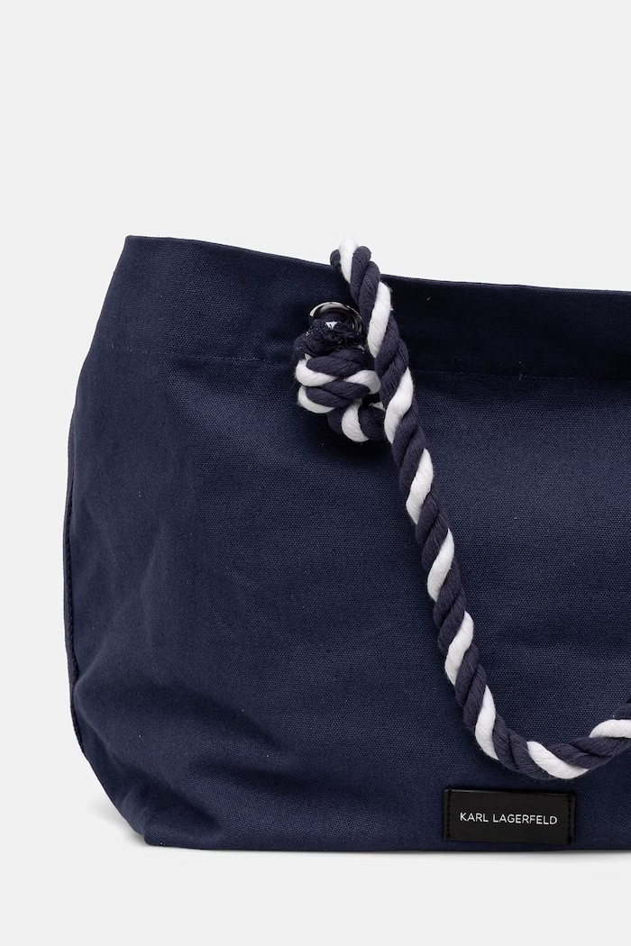 Accesorii Karl Lagerfeld Tote bag pentru femei din bumbac K/HOTEL B1W46065 bleumarin