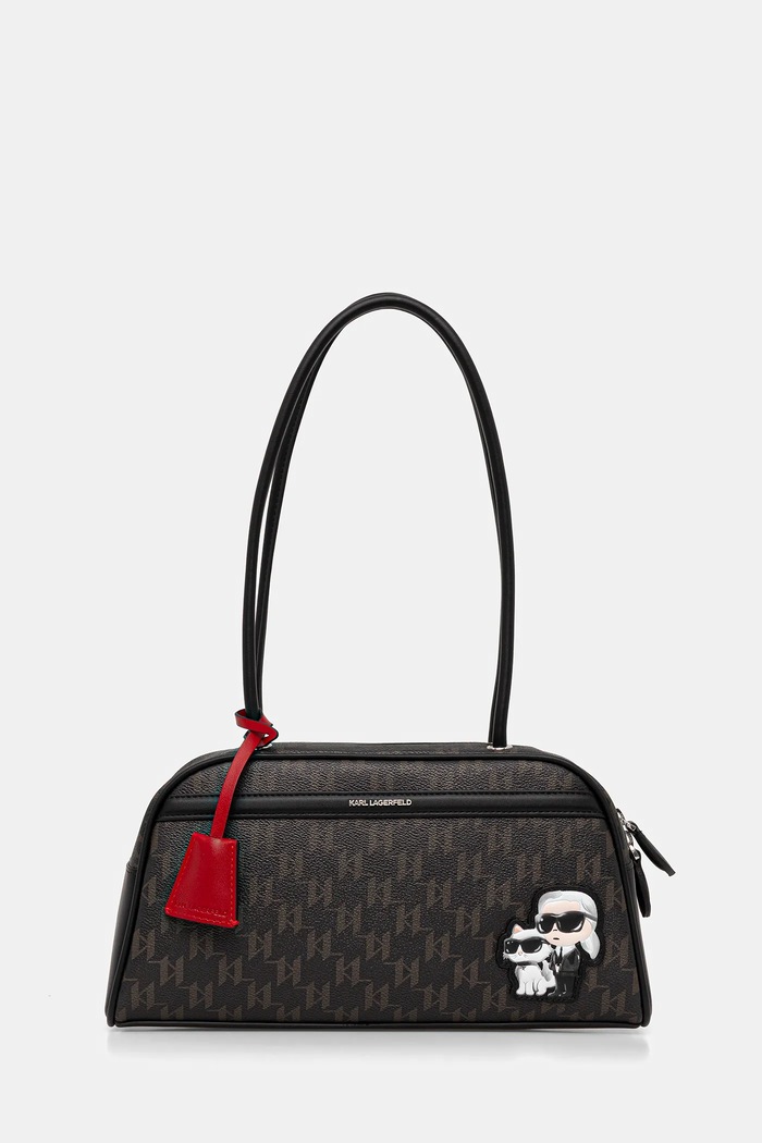 Τσάντα Karl Lagerfeld IKON MONOGRAM στάμπα καφέ B1W30024