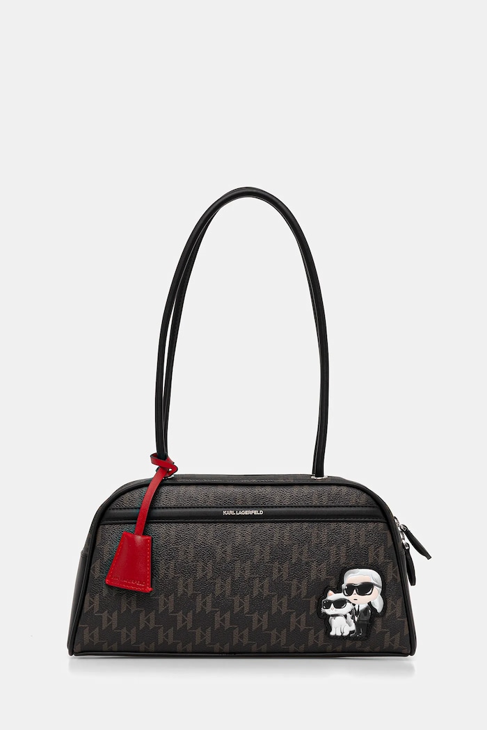 Τσάντα Karl Lagerfeld IKON MONOGRAM στάμπα καφέ B1W30024