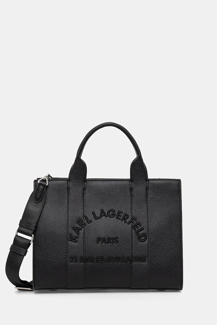 Karl Lagerfeld torebka shopper damska z imitacji skóry K/RSG MD nie mieści A4 czarny B1W30041