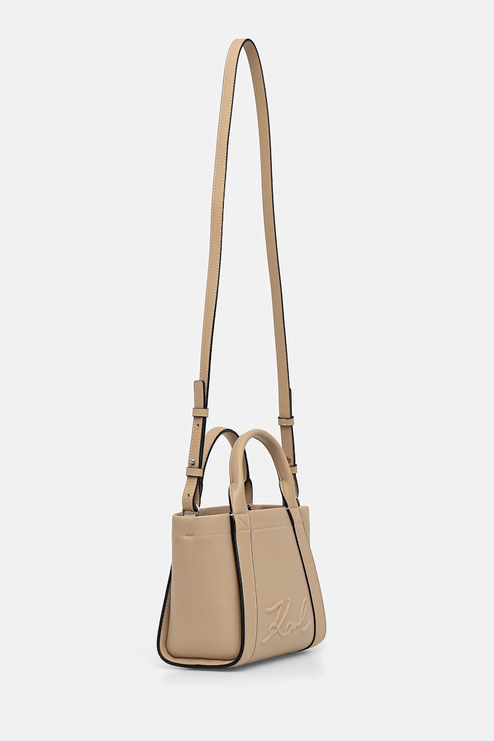 Karl Lagerfeld torebka crossbody damska z imitacji zamszu K/VILLE B1W30067 beżowy SS26