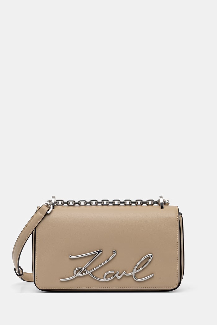 Karl Lagerfeld crossbody kabelka dámska kožená K/SIGNATURE béžová B1W30046