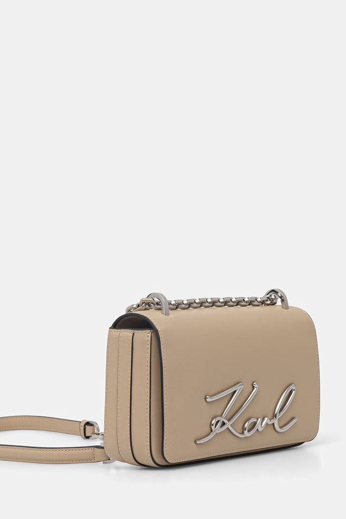 Karl Lagerfeld crossbody kabelka dámska kožená K/SIGNATURE B1W30046 béžová SS26