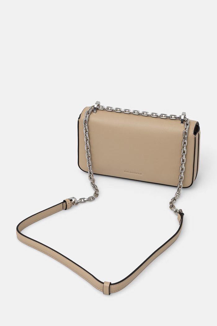 Doplnky Karl Lagerfeld crossbody kabelka dámska kožená K/SIGNATURE B1W30046 béžová