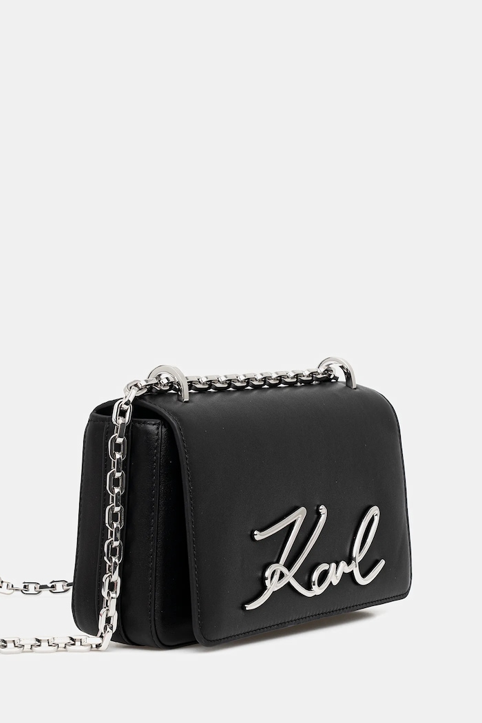 Karl Lagerfeld geantă crossbody pentru femei din piele K/SIGNATURE B1W30046 negru SS26