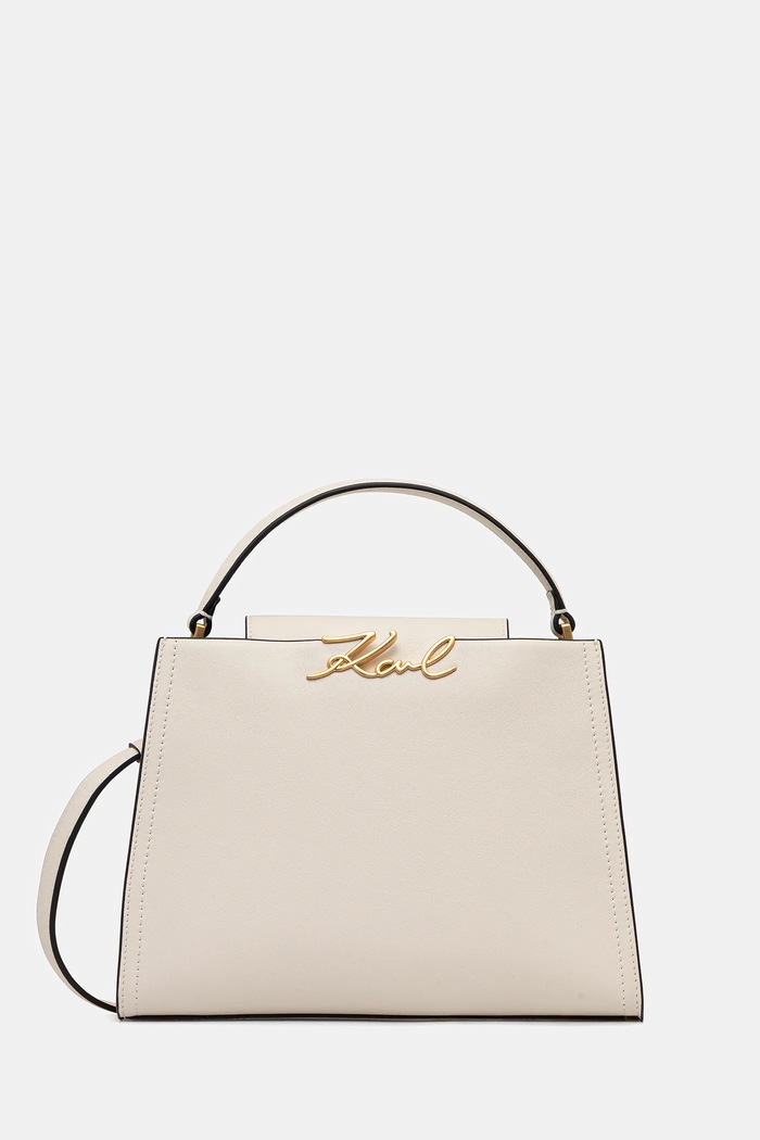 Karl Lagerfeld poșetă de piele K/SIGNATURE uni bej B1W30058