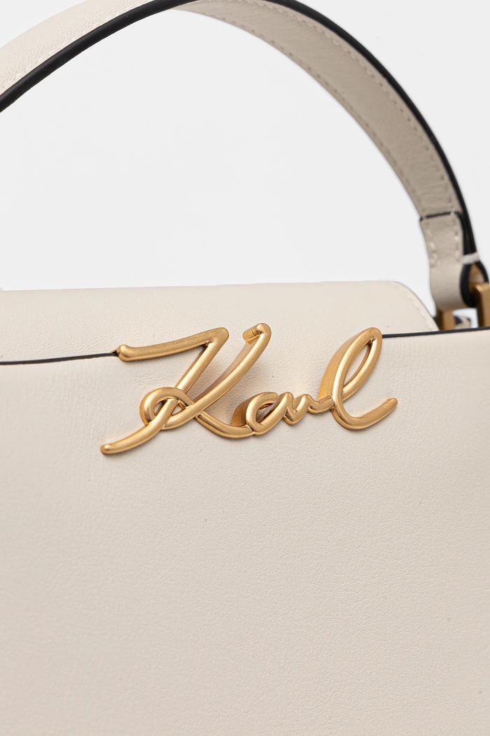 Karl Lagerfeld poșetă de piele K/SIGNATURE bej B1W30058