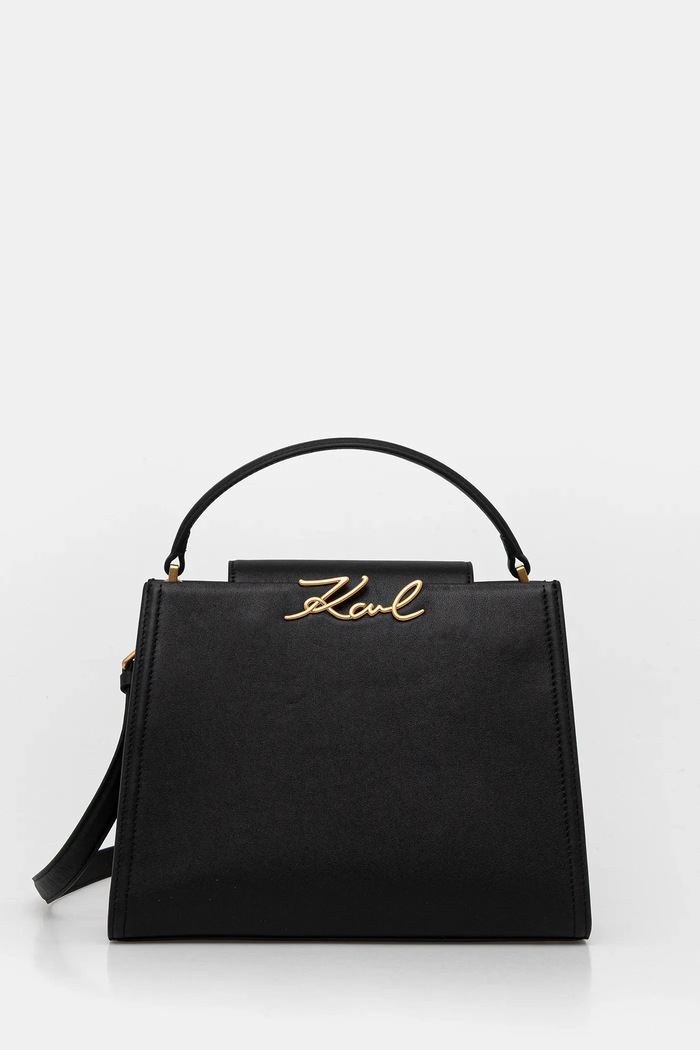 Usnjena torbica Karl Lagerfeld K/SIGNATURE Ne ustreza A4 črna B1W30058