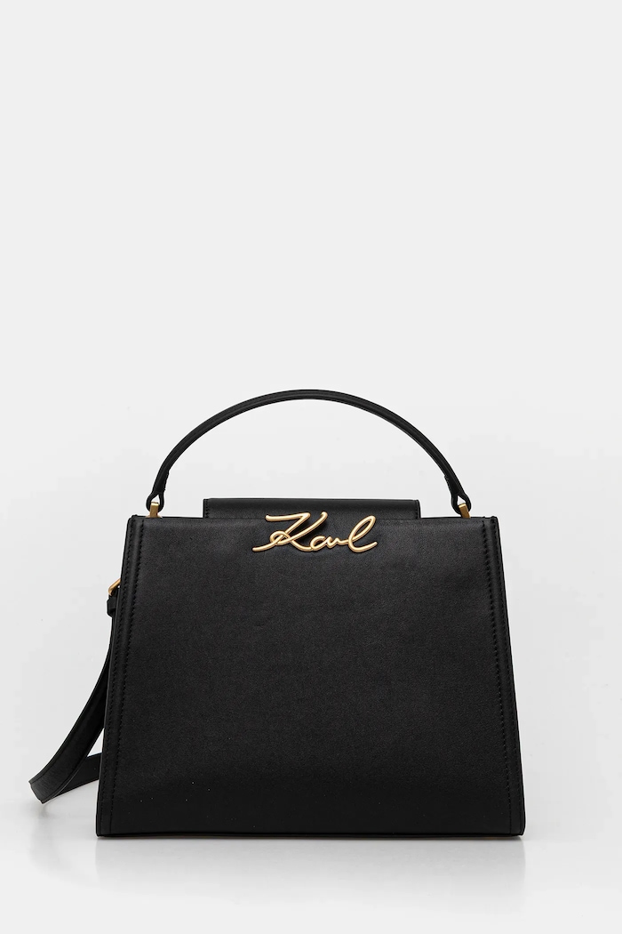 Usnjena torbica Karl Lagerfeld K/SIGNATURE Ne ustreza A4 črna B1W30058