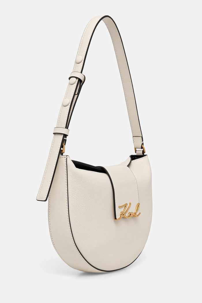 Kožená kabelka Karl Lagerfeld K/SIGNATURE B1W30059 bílá SS26