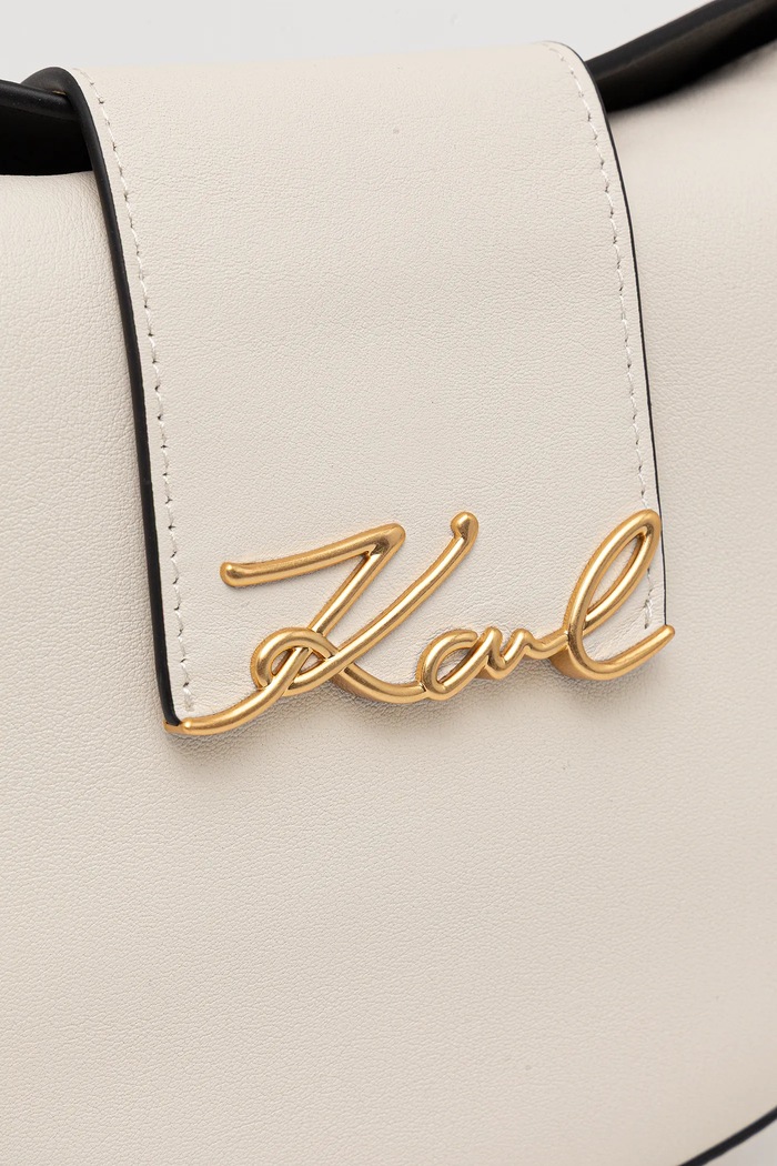 Kožená kabelka Karl Lagerfeld K/SIGNATURE bílá B1W30059