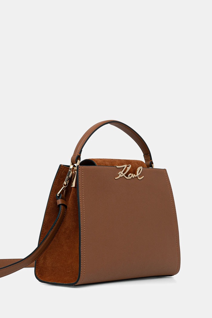 Karl Lagerfeld torebka skórzana K/SIGNATURE B1W30061 brązowy SS26