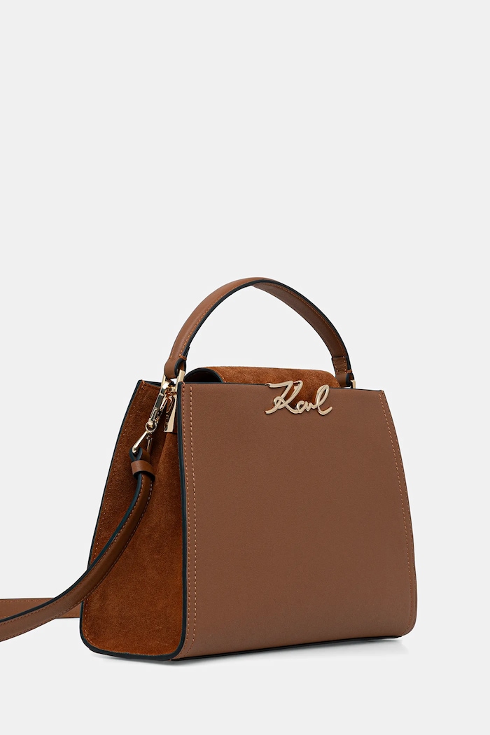 Karl Lagerfeld torebka skórzana K/SIGNATURE B1W30061 brązowy SS26