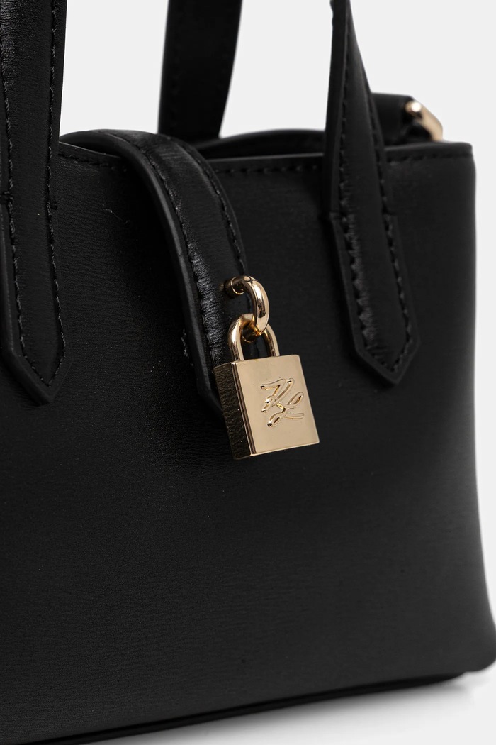 Poșetă de piele K/AUTOGRAPH Karl Lagerfeld B1W32027 negru