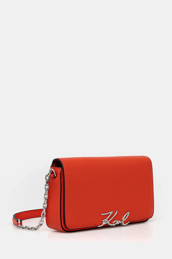 Usnjena torbica Karl Lagerfeld K/SIGNATURE B1W32037 oranžna SS26