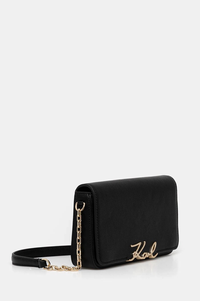Kožená kabelka Karl Lagerfeld K/SIGNATURE B1W32037 čierna SS26