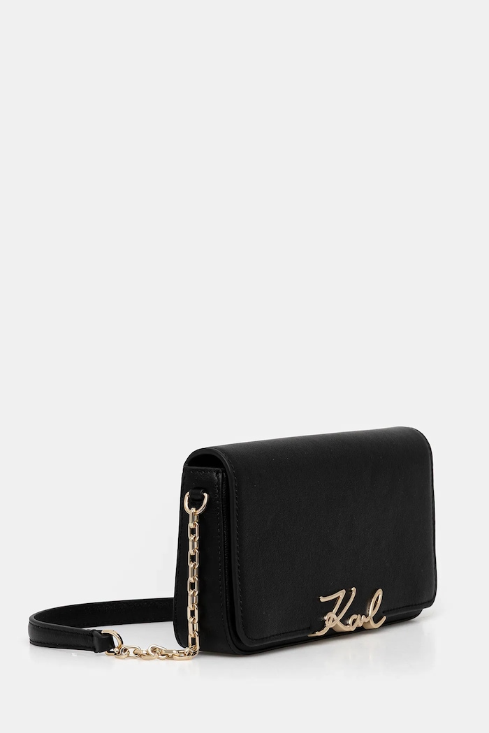 Kožená kabelka Karl Lagerfeld K/SIGNATURE B1W32037 čierna SS26