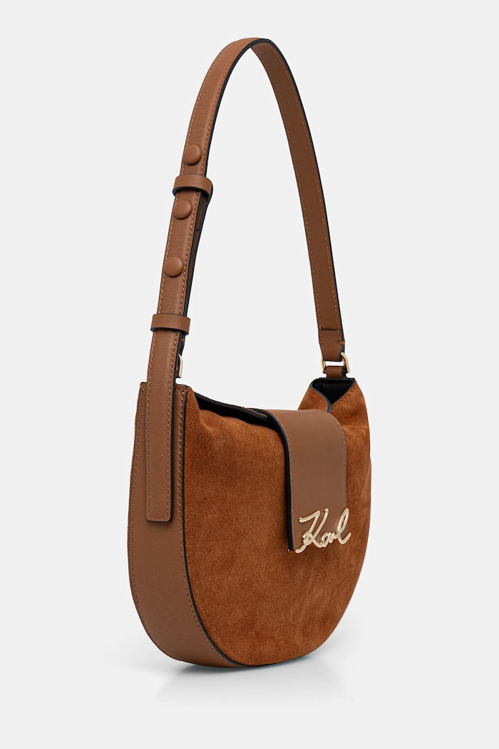 Semišová kabelka Karl Lagerfeld K/SIGNATURE B1W30196 hnedá SS26