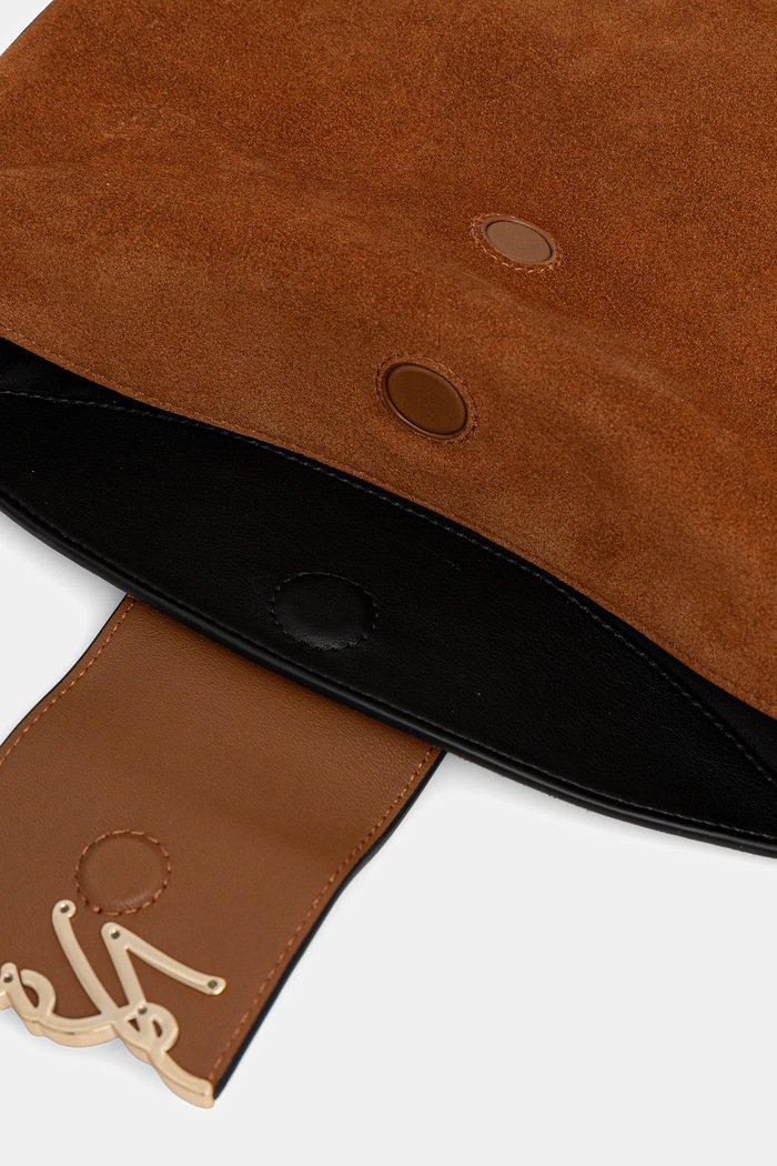 Semišová kabelka Karl Lagerfeld K/SIGNATURE B1W30196 hnedá