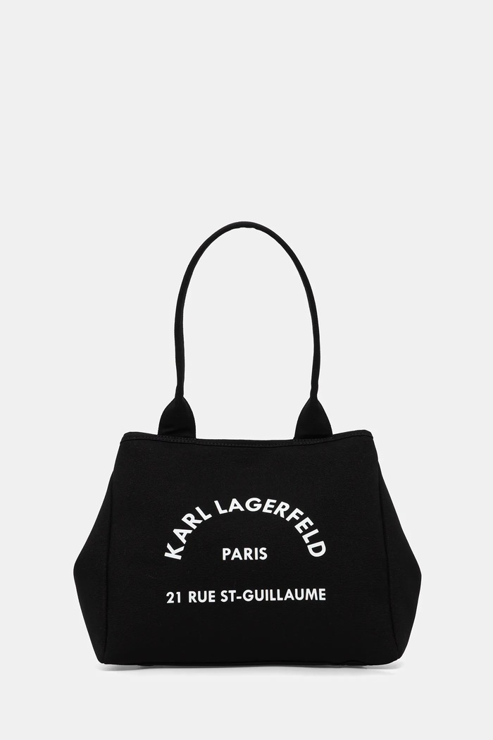 Karl Lagerfeld чанта дамска от памук K/RSG надпис черен B1W50010