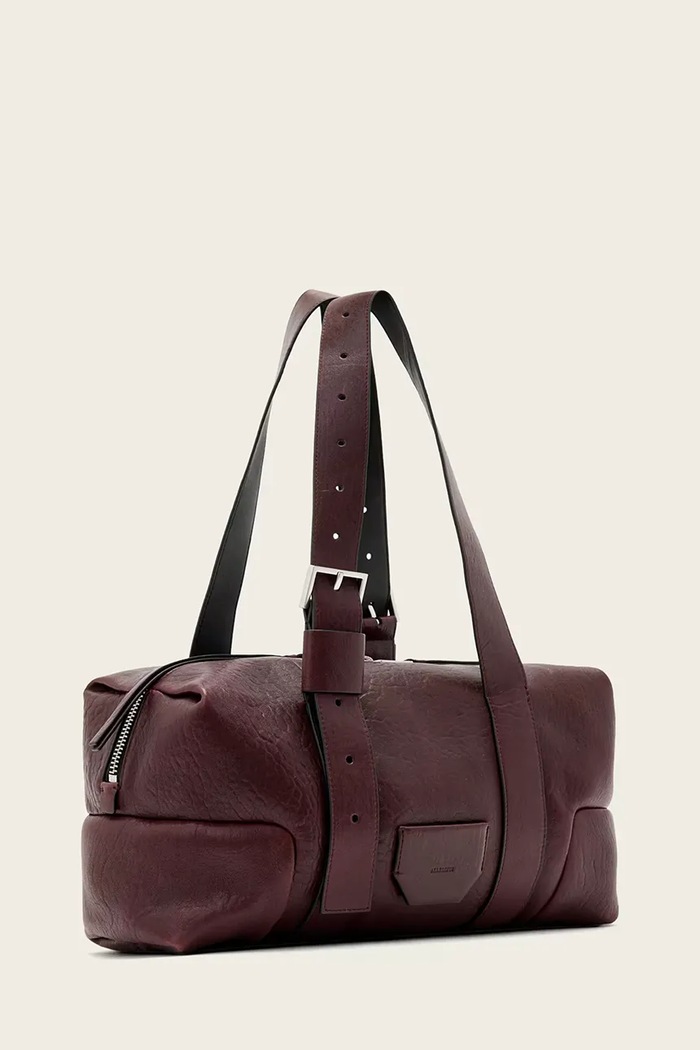 Kožená kabelka AllSaints W493XD burgundské SS26
