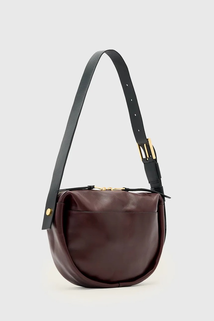 AllSaints torebka skórzana W565XD bordowy SS26
