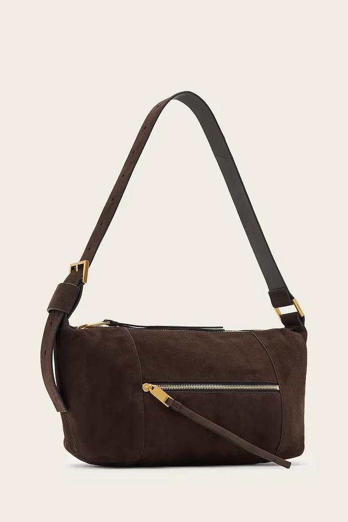 Велурена чанта AllSaints W346XD кафяв SS26