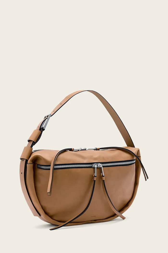 Doplnky AllSaints kabelka typu shopper dámska kožená W567XD hnedá