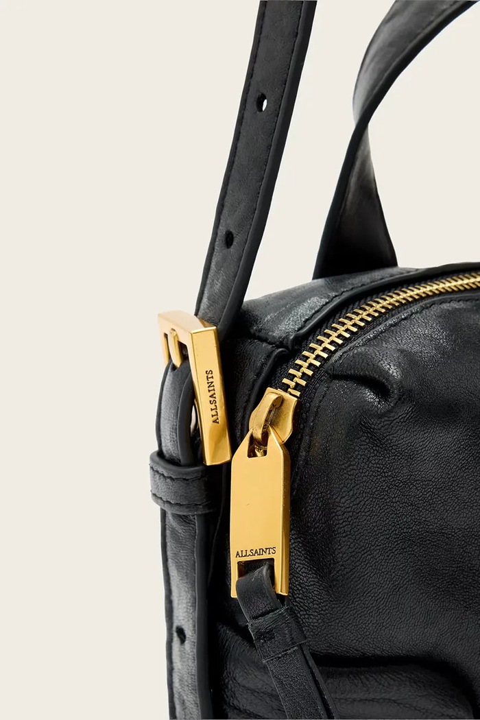 Kožená kabelka AllSaints čierna W510XD