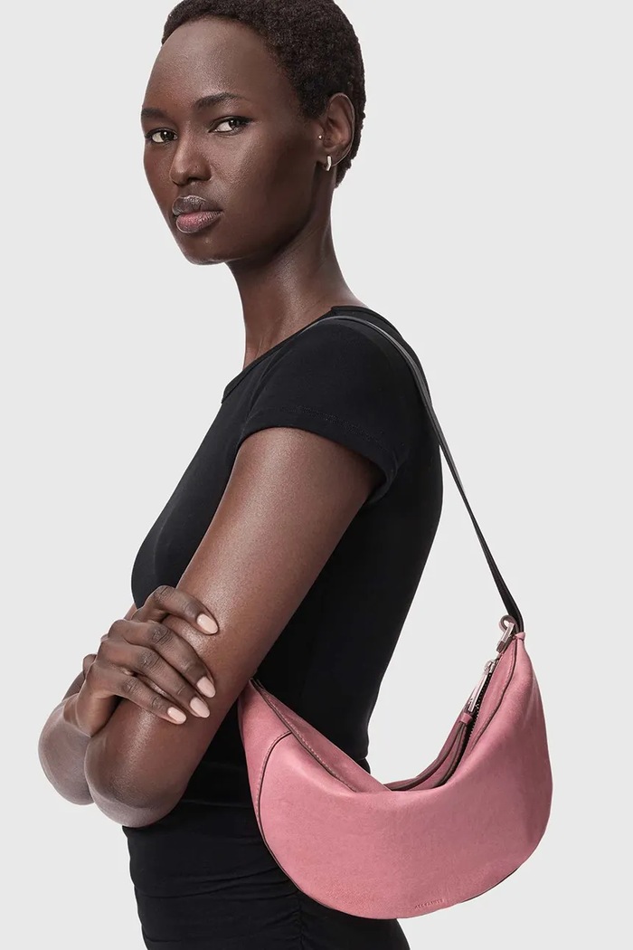 AllSaints torebka crossbody damska skórzana W546XD różowy