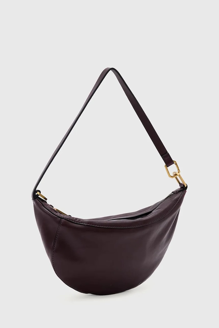 Doplnky AllSaints crossbody kabelka dámska kožená W546XD hnedá