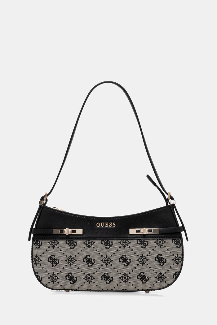 Τσάντα Guess MELINDA υφασμάτινο μαύρο HWJP99.02170