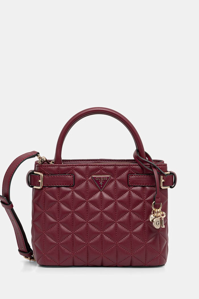 Kabelka Guess PAISLEIGH jednofarebný burgundské HWQG98.83050
